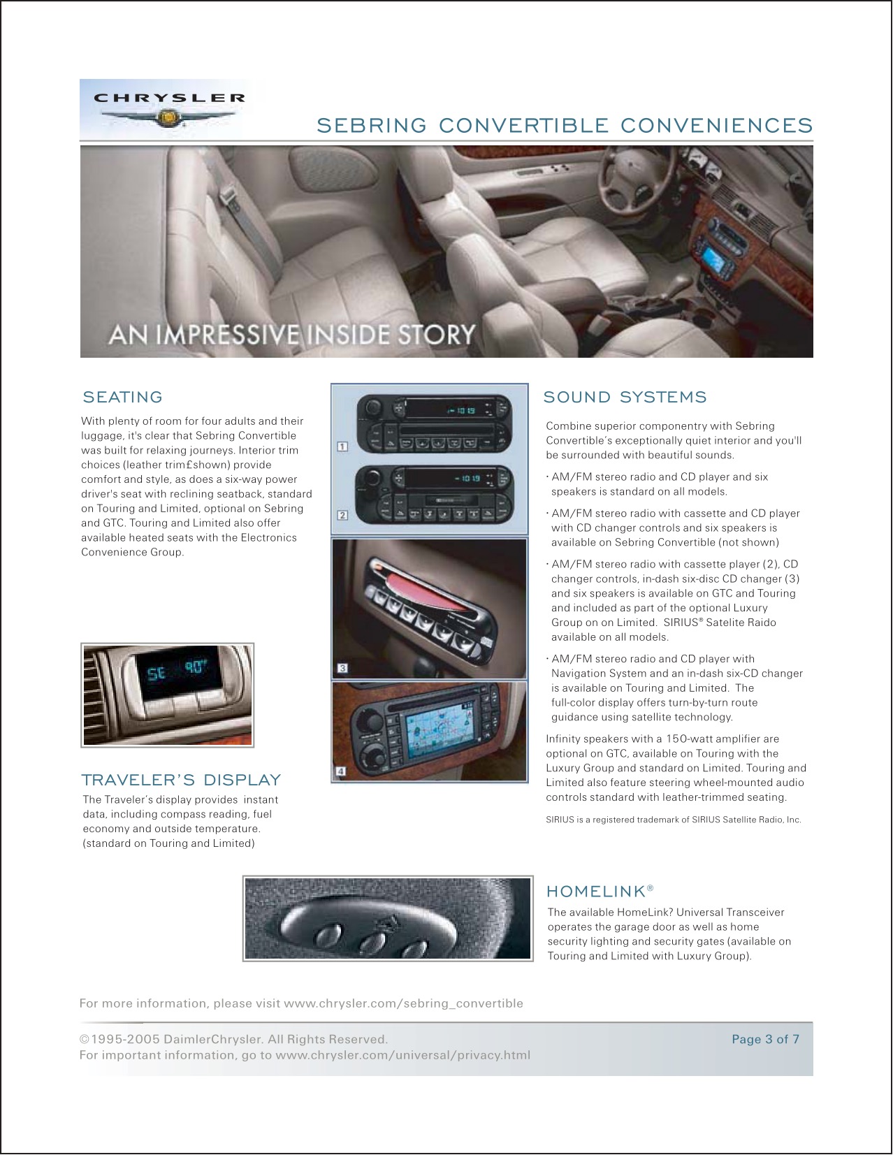 2006 Chrysler Sebring Convertible Brochure Page 6